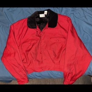 Esprit Collection Women's Vintage Red Button Up Bomber Jacket Size S